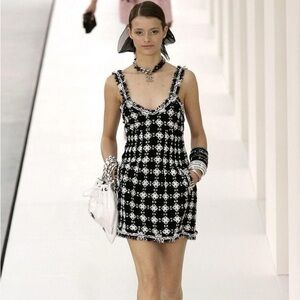 Chanel Tweed Black White A Line Mini Dress 2007 Spring Summer Collection